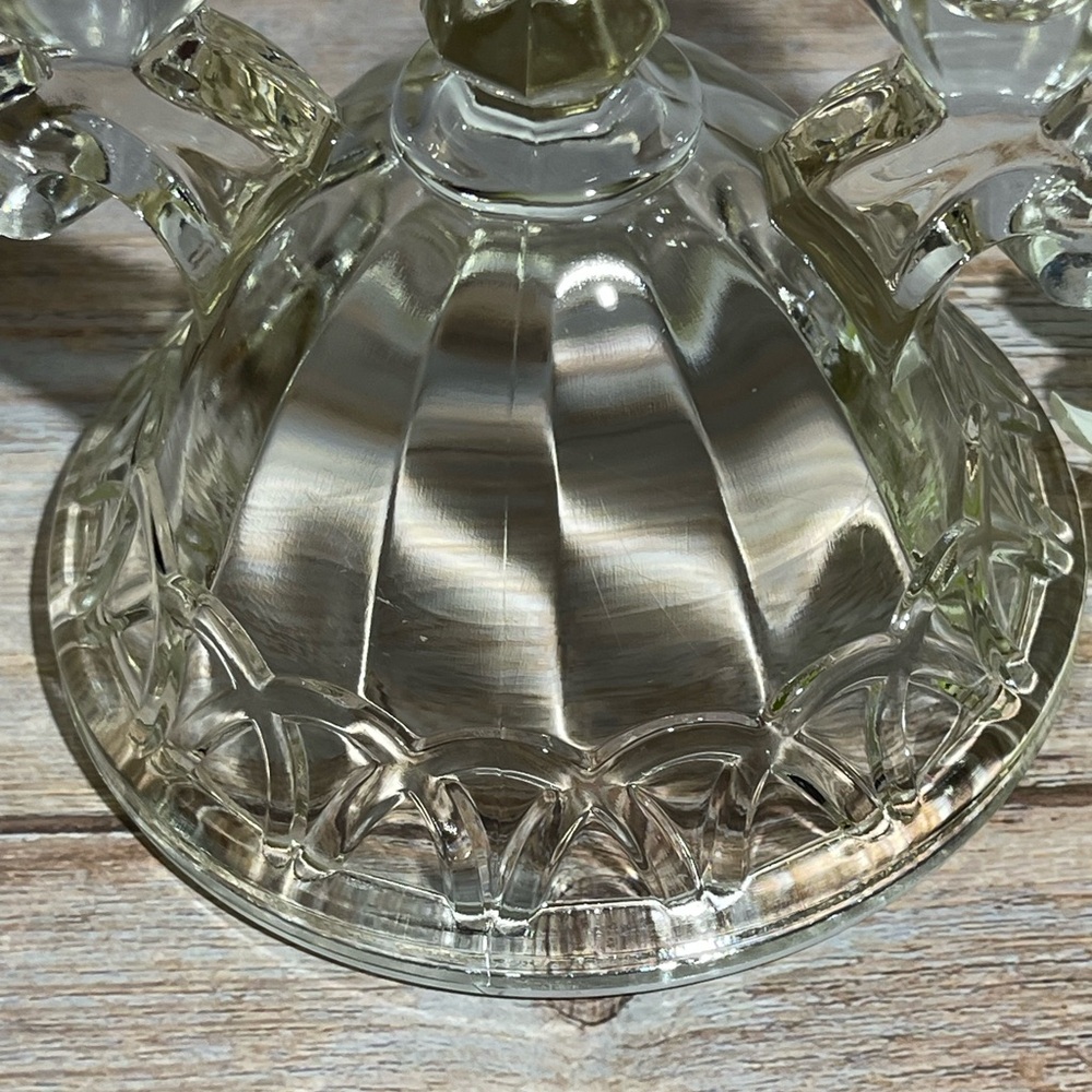 Vintage Imperial Glass Lace Double Light Crystal Candle Holder 4.5 inches - Picture 10 of 10